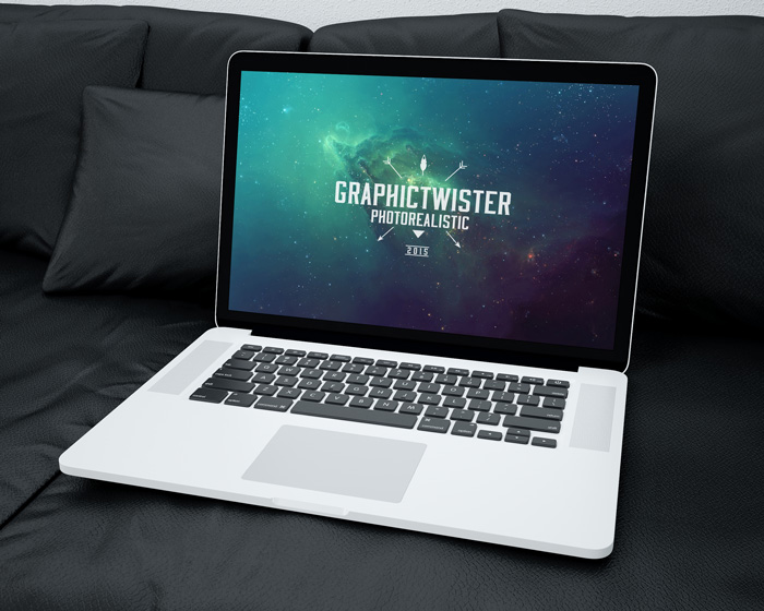 Download Mac Book Mockup on Sofa