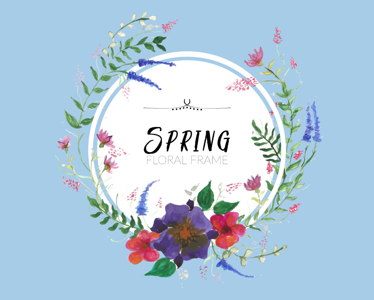 Spring Floral Frame Vector - Mockup Templates Images Vectors Fonts Design